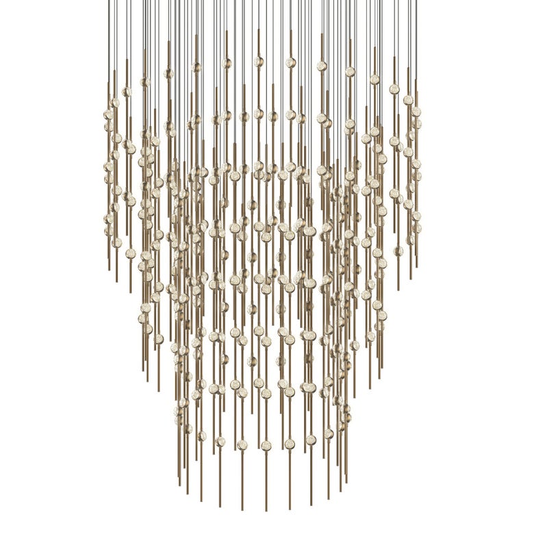 Constellation Centaurus Pyramid LED Chandelier - Satin Brass - Clear Faceted Acrylic Lens - 2700K by SONNEMAN