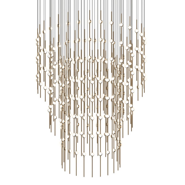 Constellation Centaurus Pyramid LED Chandelier - Satin Brass - White Optical Acrylic Lens - 2700K by SONNEMAN