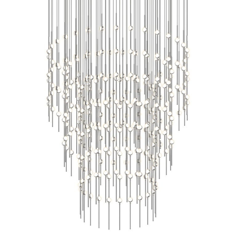 Constellation Centaurus Pyramid LED Chandelier - Satin Nickel - White Optical Acrylic Lens - 2700K by SONNEMAN