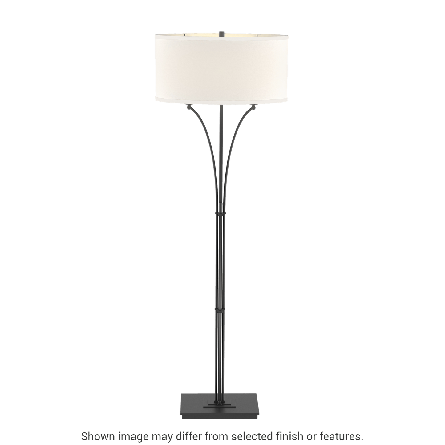 Contemporary Formae Floor Lamp - Black - Flax Shade by Hubbardton Forge