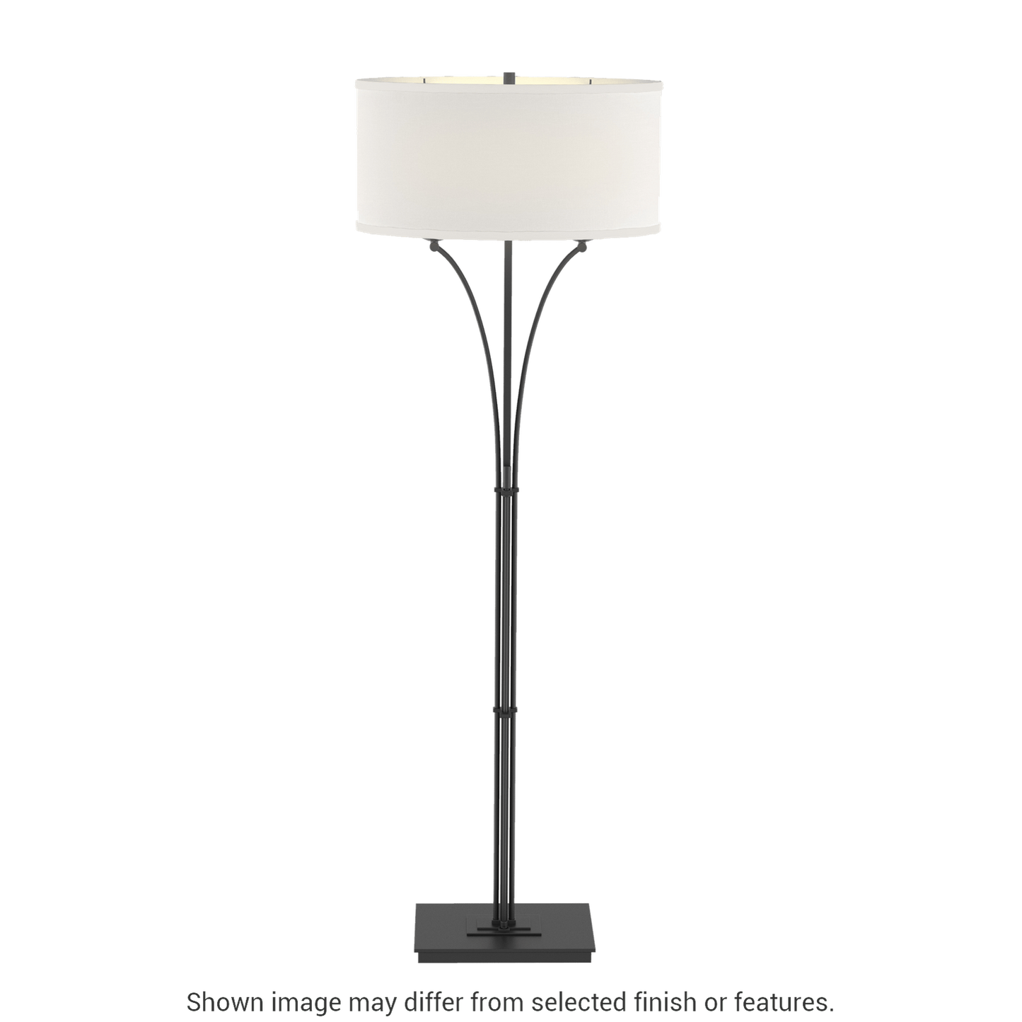 Contemporary Formae Floor Lamp - Black - Natural Anna Shade by Hubbardton Forge