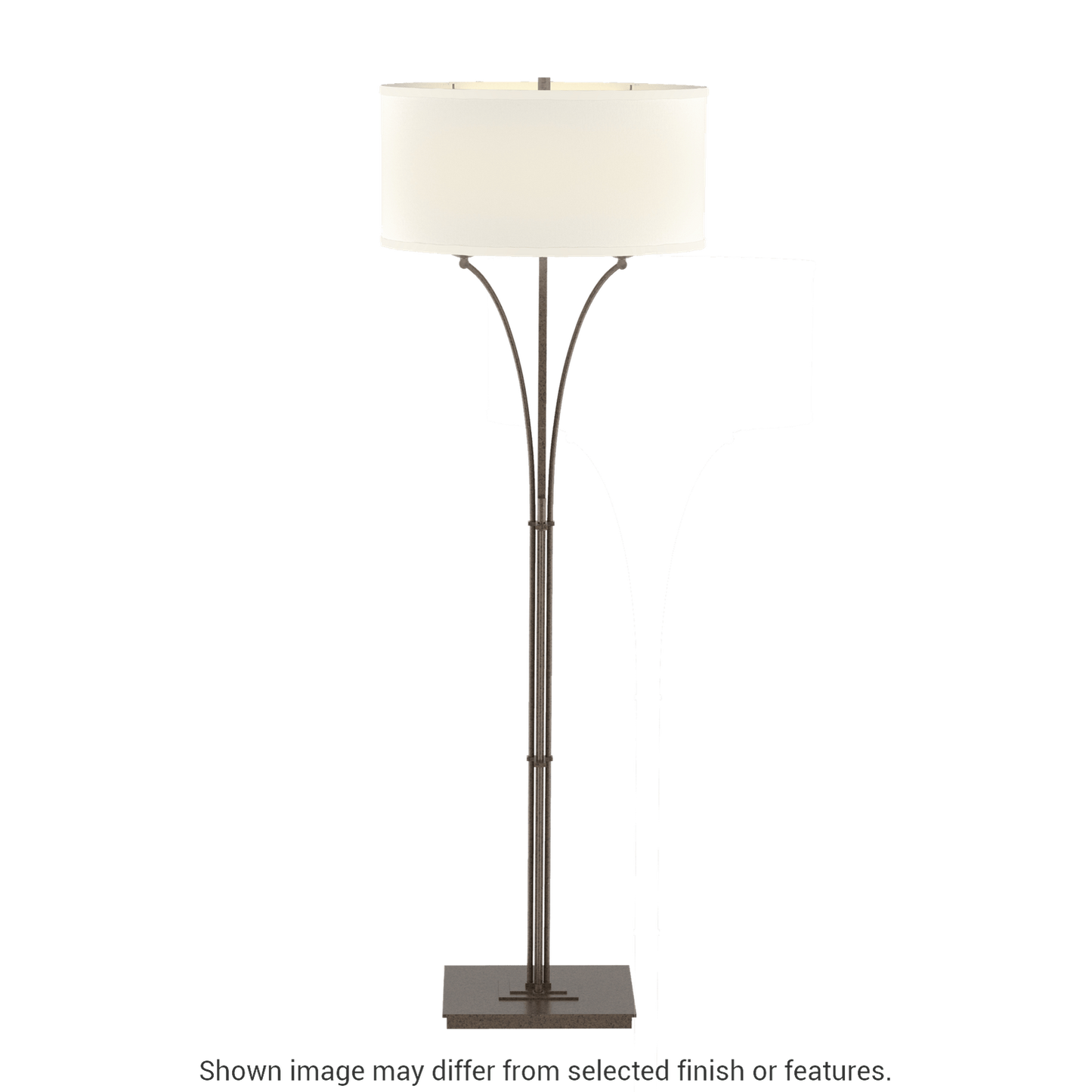 Contemporary Formae Floor Lamp - Bronze - Flax Shade by Hubbardton Forge