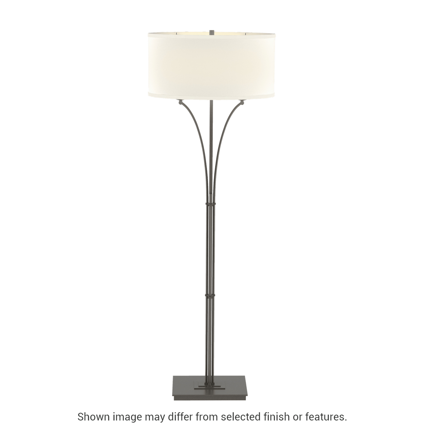 Contemporary Formae Floor Lamp - Dark Smoke - Flax Shade by Hubbardton Forge