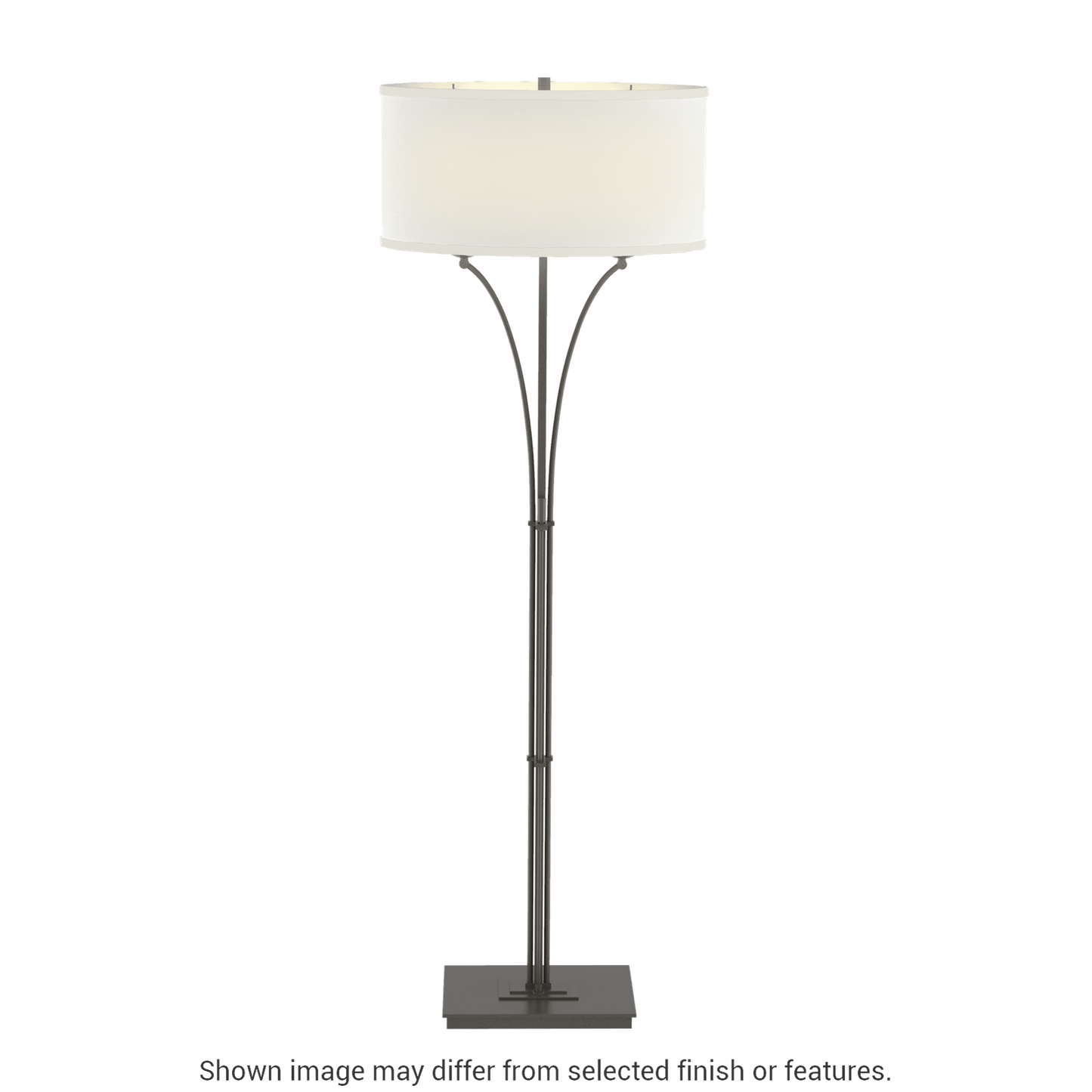 Contemporary Formae Floor Lamp - Dark Smoke - Natural Anna Shade by Hubbardton Forge