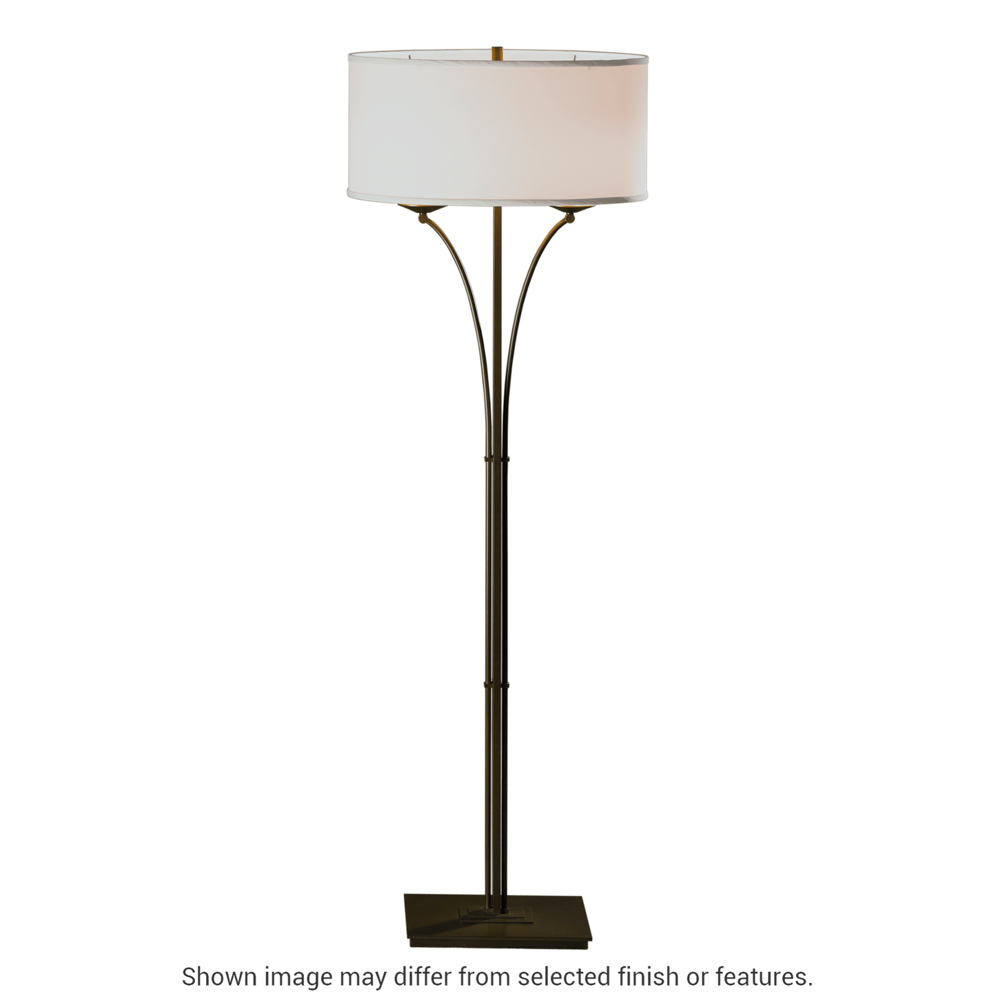 Contemporary Formae Floor Lamp - Ink - Flax Shade by Hubbardton Forge