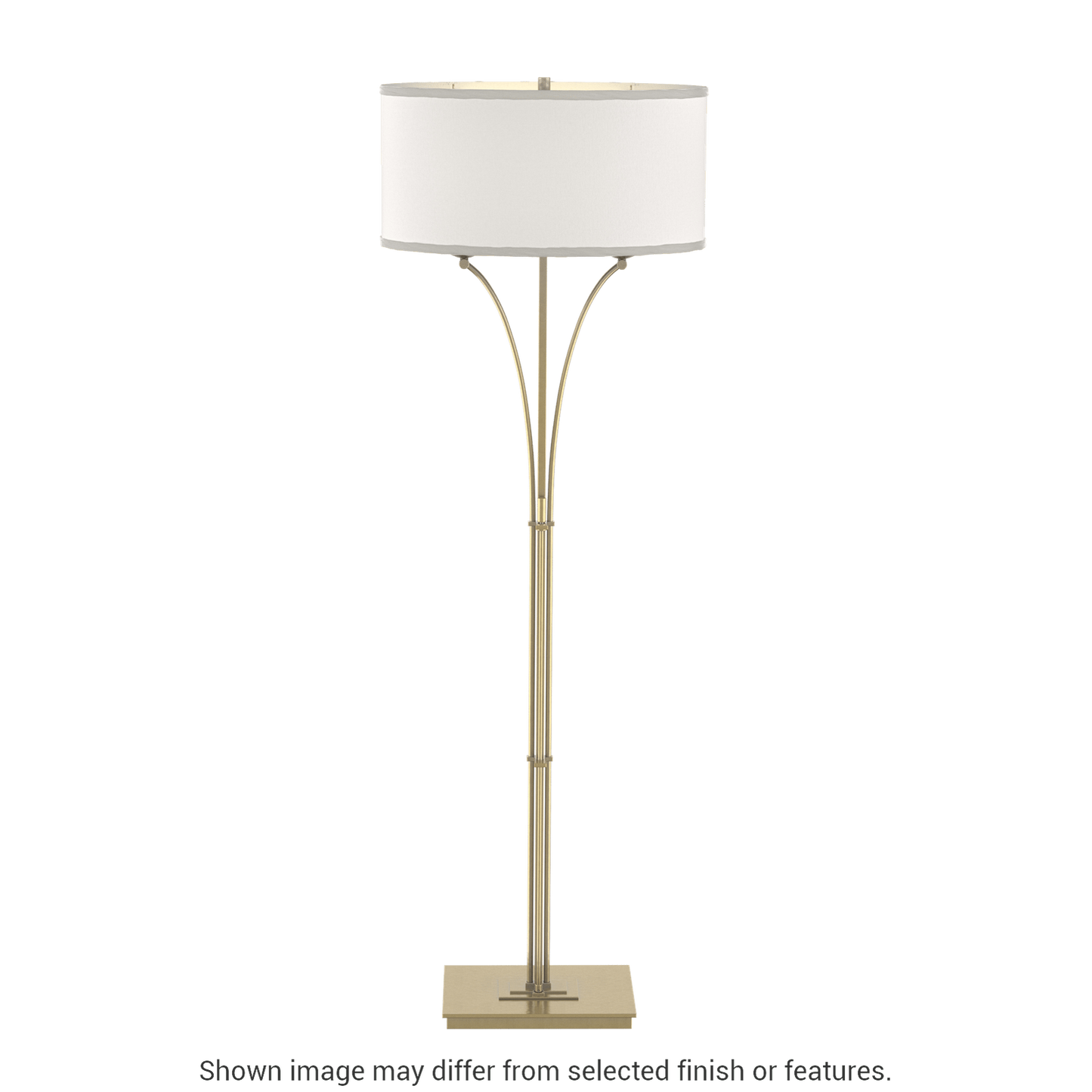 Contemporary Formae Floor Lamp - Modern Brass - Flax Shade by Hubbardton Forge