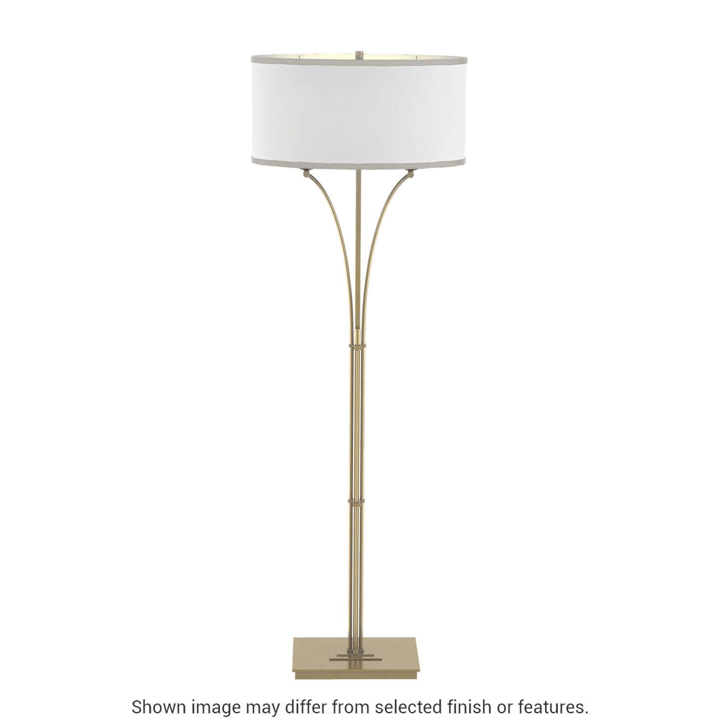 Contemporary Formae Floor Lamp - Modern Brass - Natural Anna Shade by Hubbardton Forge