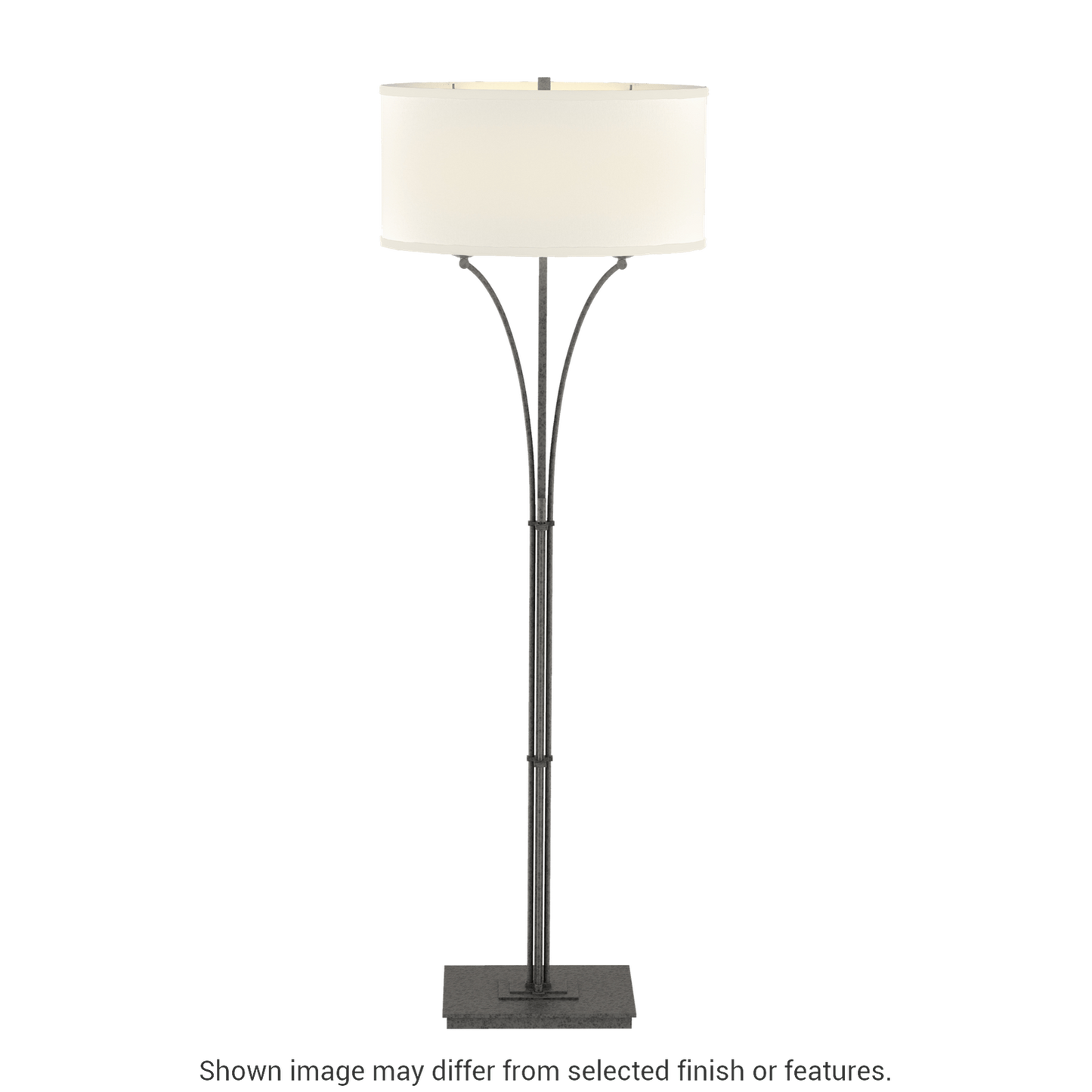 Contemporary Formae Floor Lamp - Natural Iron - Flax Shade by Hubbardton Forge