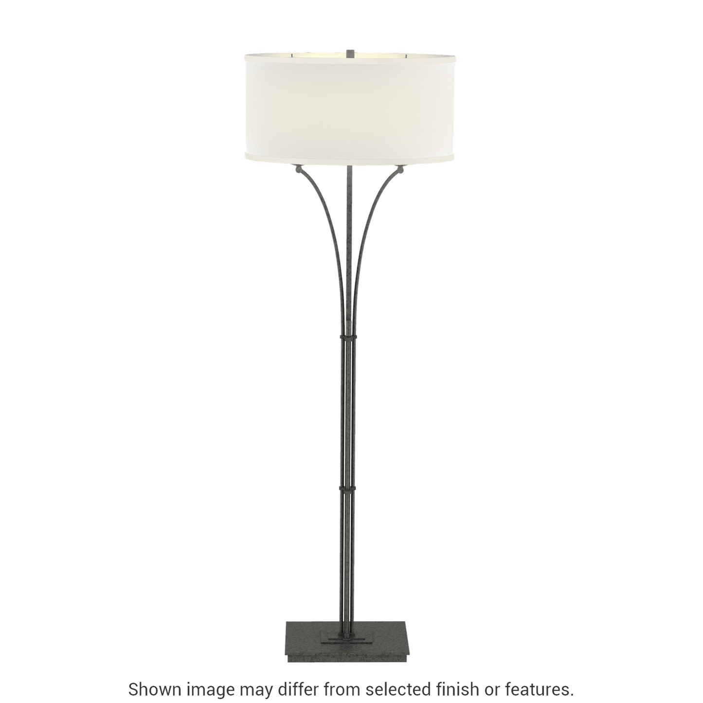 Contemporary Formae Floor Lamp - Natural Iron - Natural Anna Shade by Hubbardton Forge