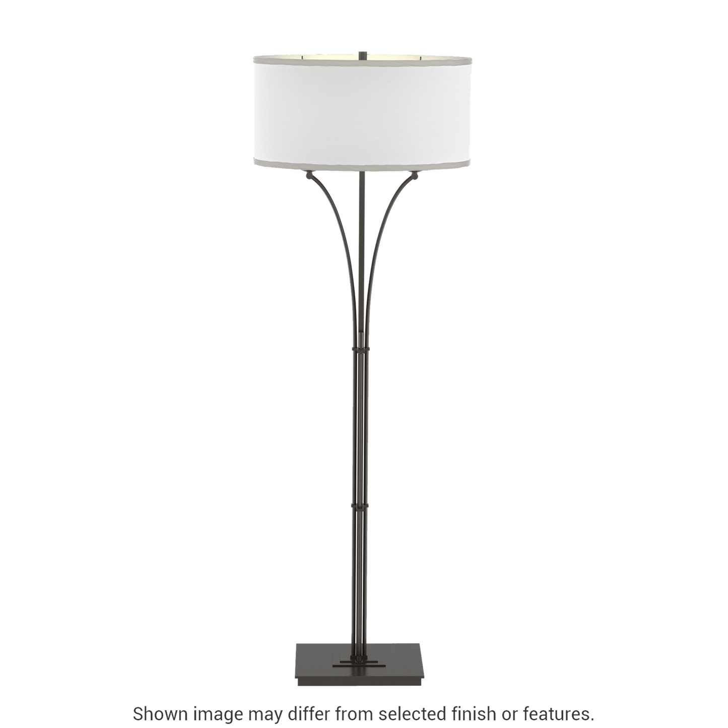 Contemporary Formae Floor Lamp - Oil Rubbed Bronze - Natural Anna Shade by Hubbardton Forge