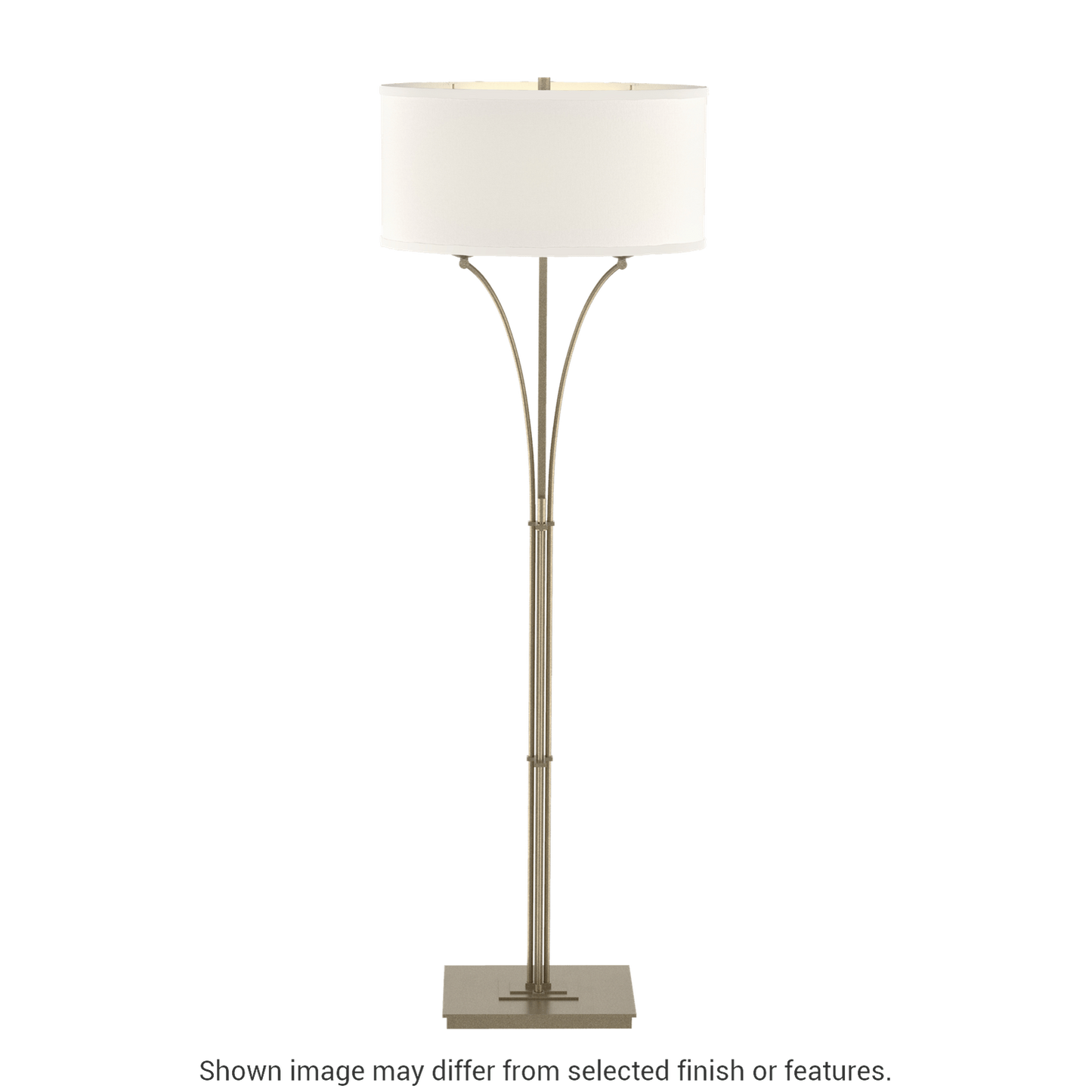 Contemporary Formae Floor Lamp - Soft Gold - Flax Shade by Hubbardton Forge