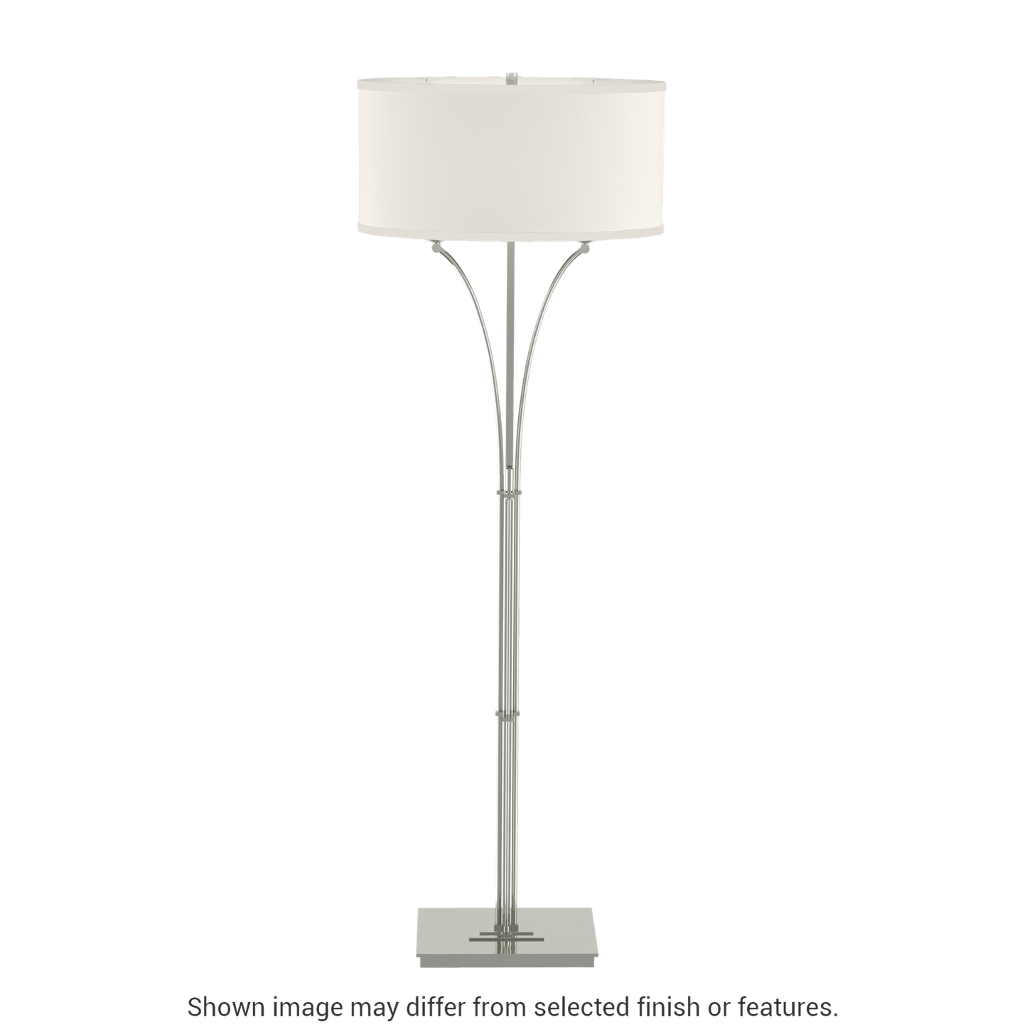 Contemporary Formae Floor Lamp - Sterling - Flax Shade by Hubbardton Forge