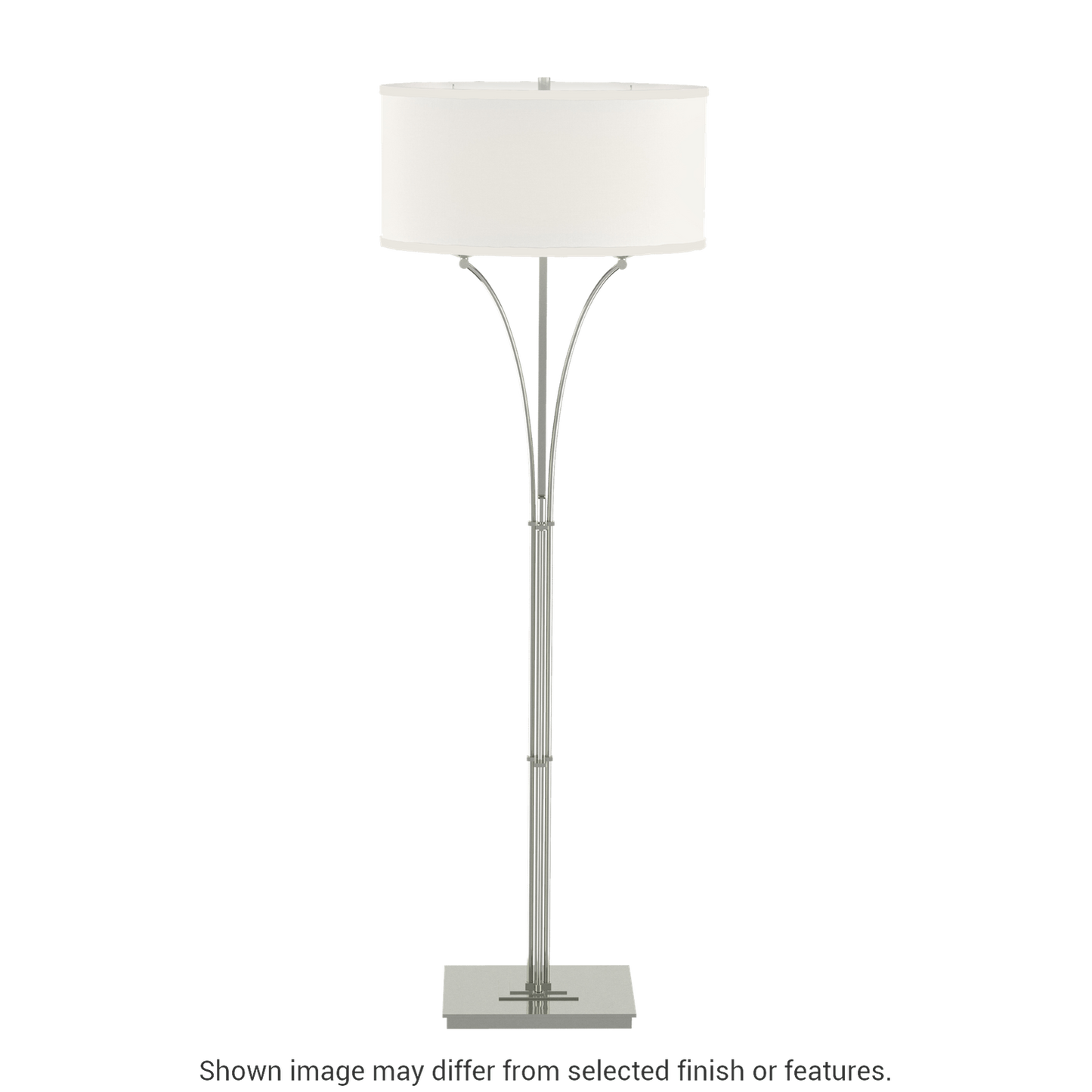Contemporary Formae Floor Lamp - Sterling - Natural Anna Shade by Hubbardton Forge