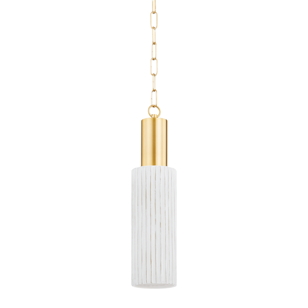 Corissa Pendant - 1-Light - Aged Brass/ Ceramic Whitewash Bisque - Mitzi H830701-AGB/CWB