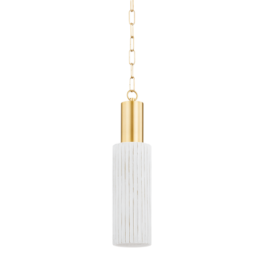 Corissa Pendant - 1-Light - Aged Brass/ Ceramic Whitewash Bisque - Mitzi H830701-AGB/CWB