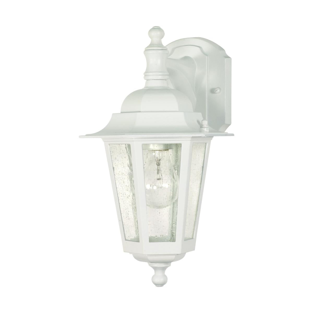 Cornerstone - 1 Light 13" Wall Lantern - Arm Down with Clear Seeded Glass - White Finish - Satco 60-988