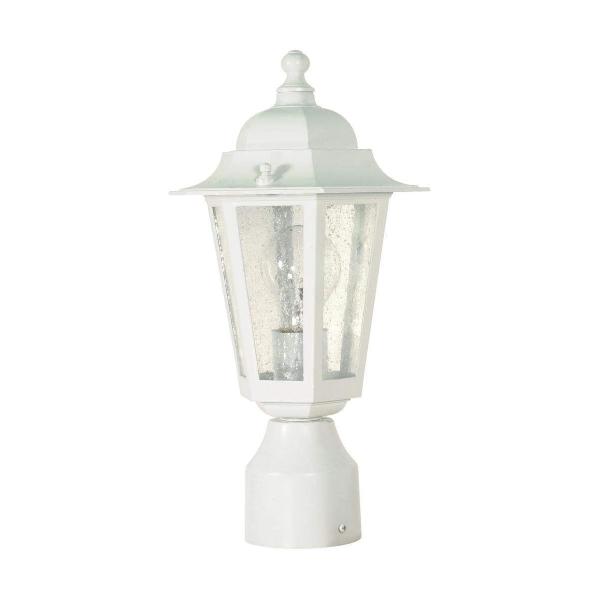 Cornerstone - 1 Light 14" Post Lantern with Clear Seeded Glass - White Finish - Satco 60-994