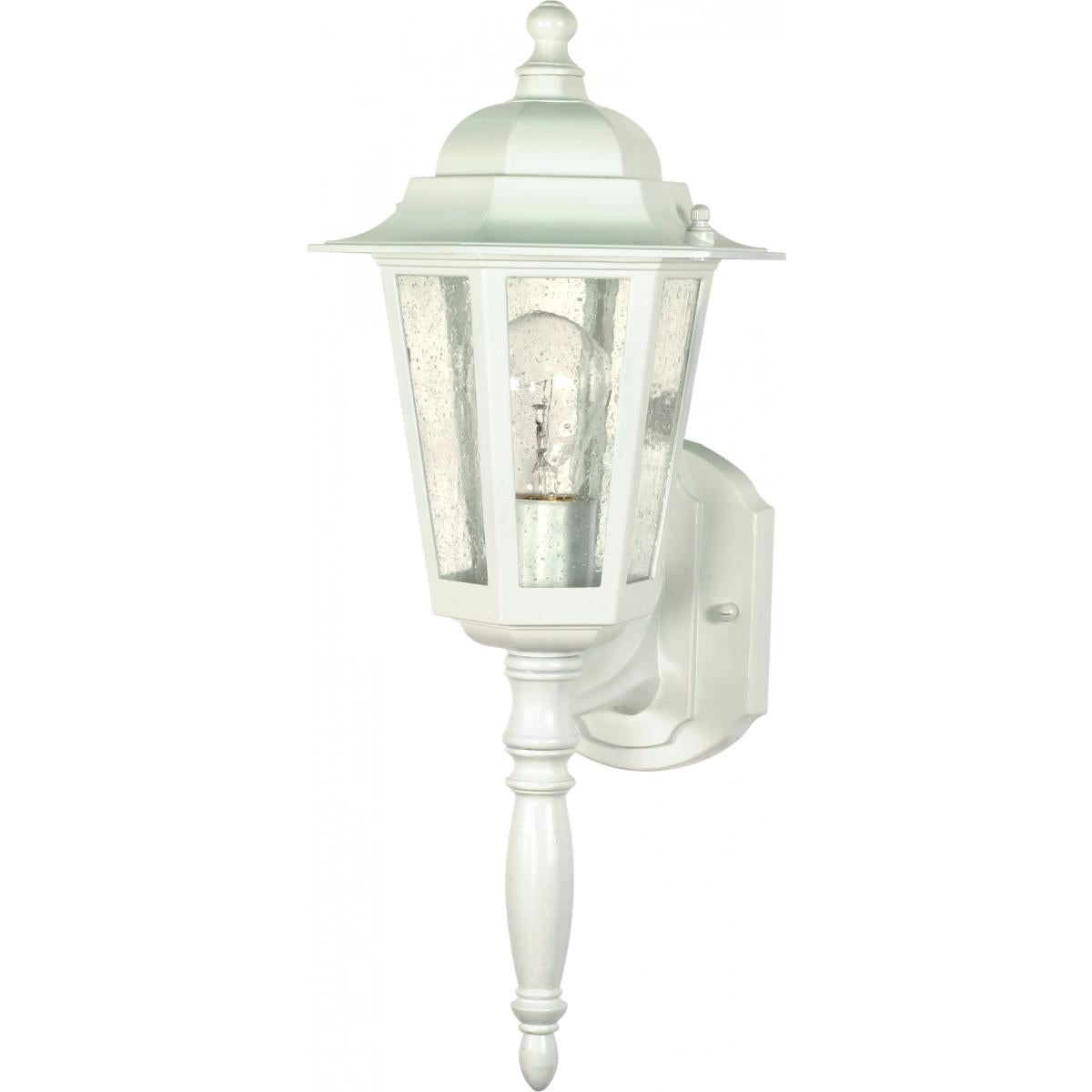 Cornerstone - 1 Light 18"Wall Lantern with Clear Seeded Glass - White Finish - Satco 60-985