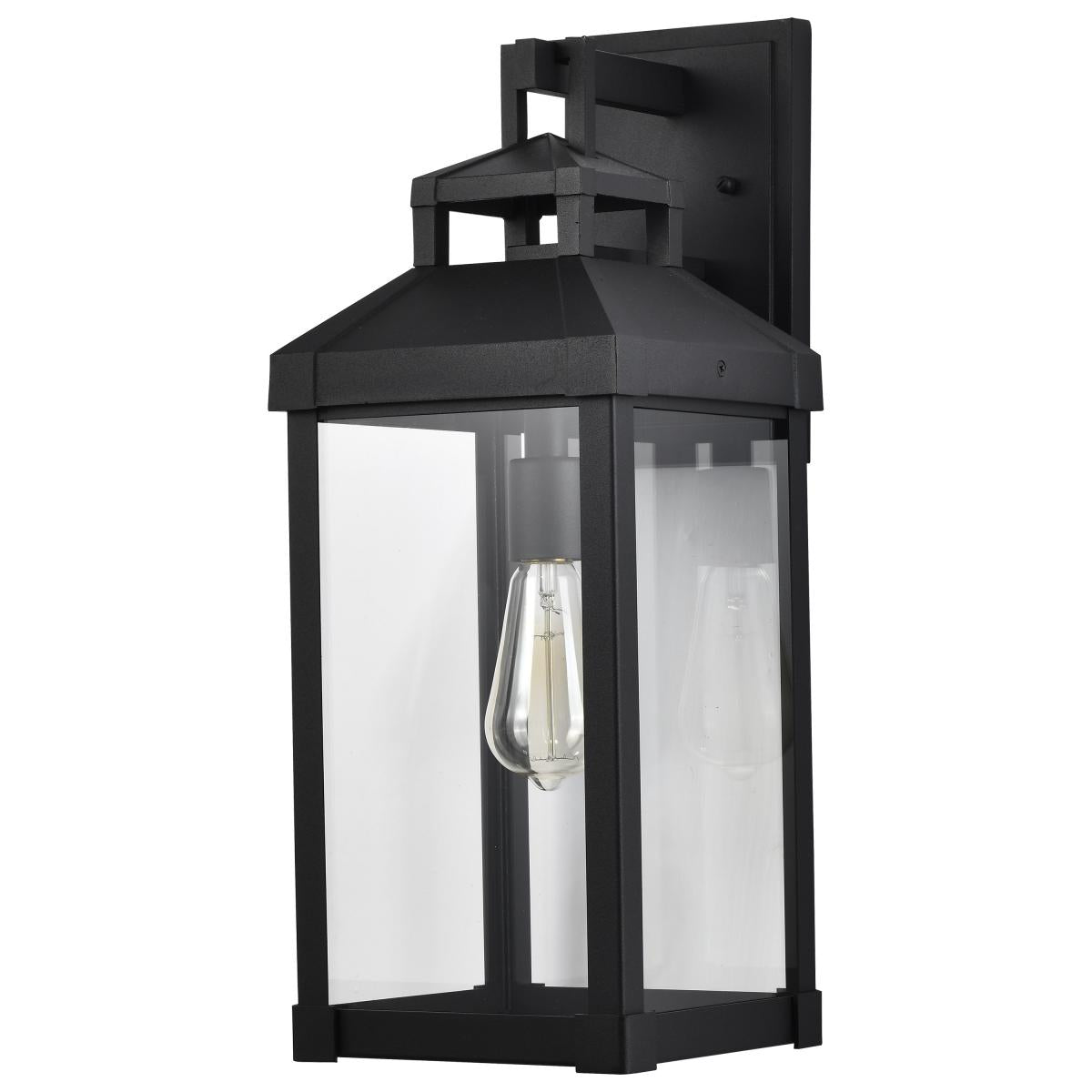 Corning - 1 Light Large Wall Lantern - Matte Black with Clear Glass - Satco 60-7372