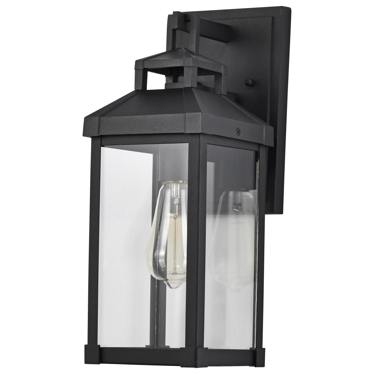 Corning - 1 Light Medium Wall Lantern - Matte Black with Clear Glass - Satco 60-7371