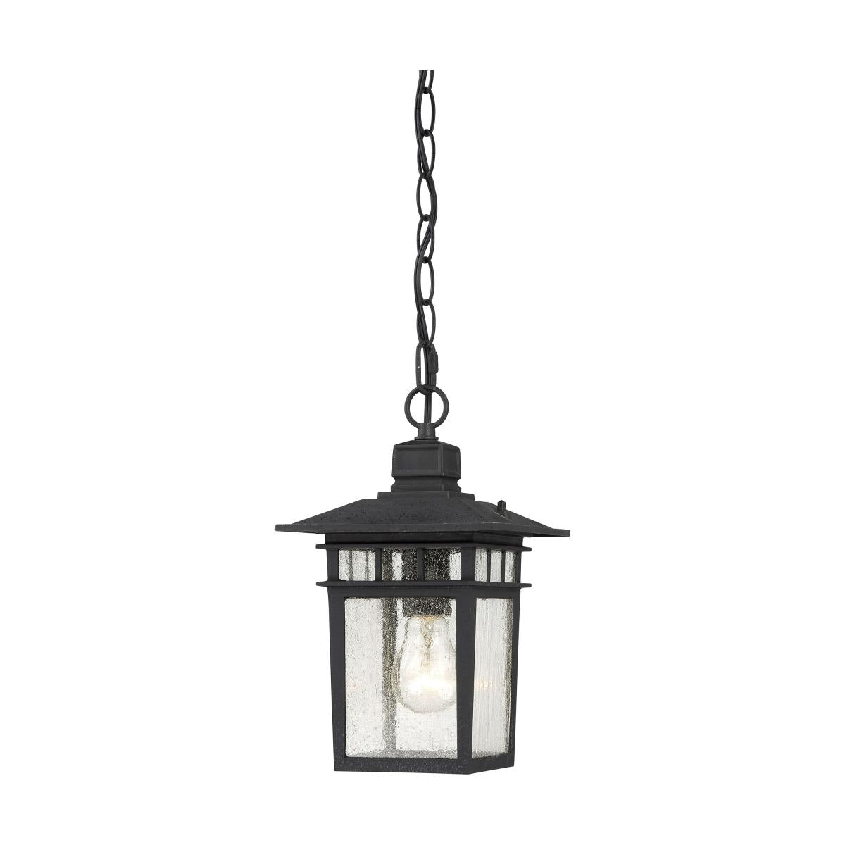 Cove Neck - 1 Light 12" Hanging Lantern with Clear Seed Glass - Textured Black Finish - Satco 60-4956