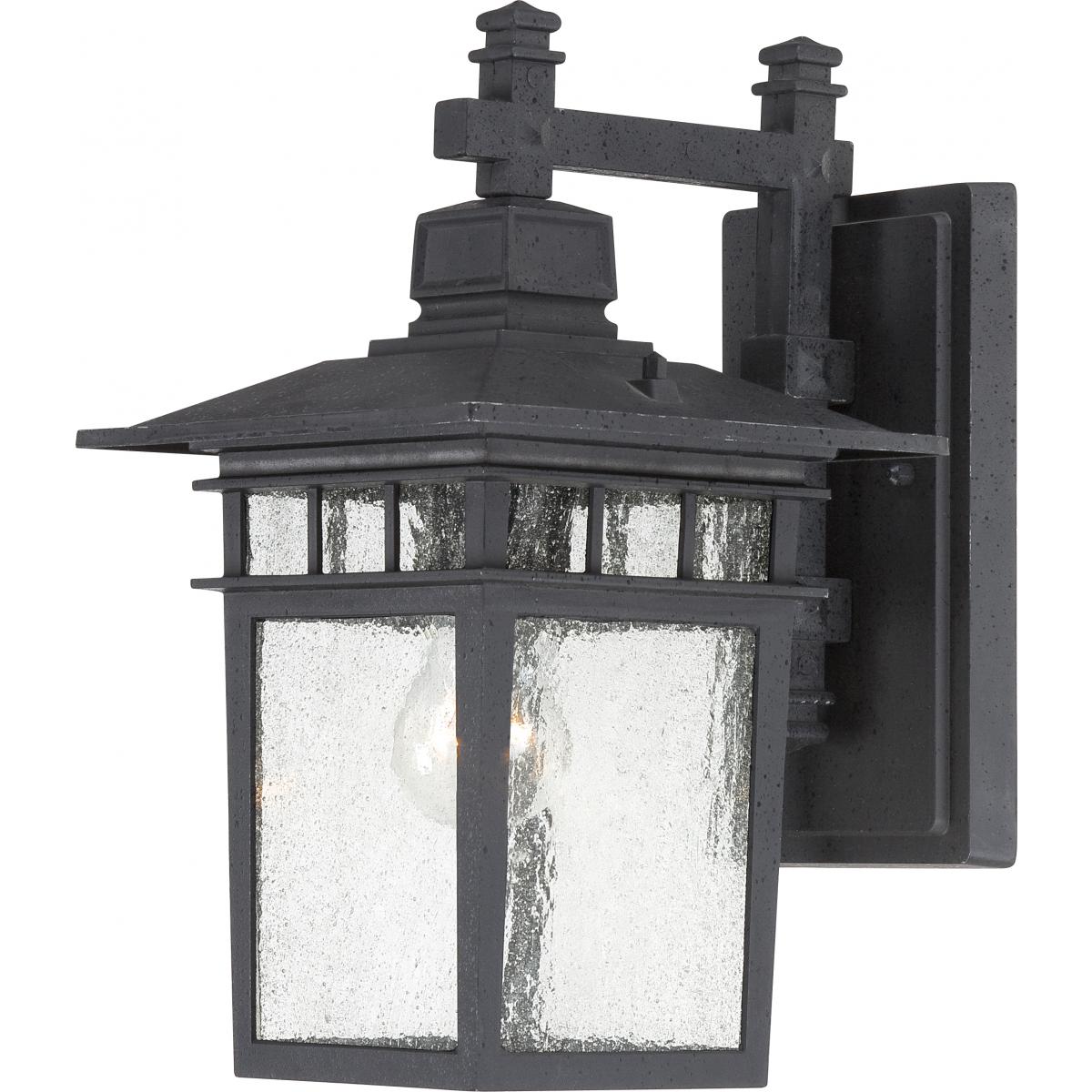 Cove Neck - 1 Light 14" Wall Lantern with Clear Seed Glass - Textured Black Finish - Satco 60-4959
