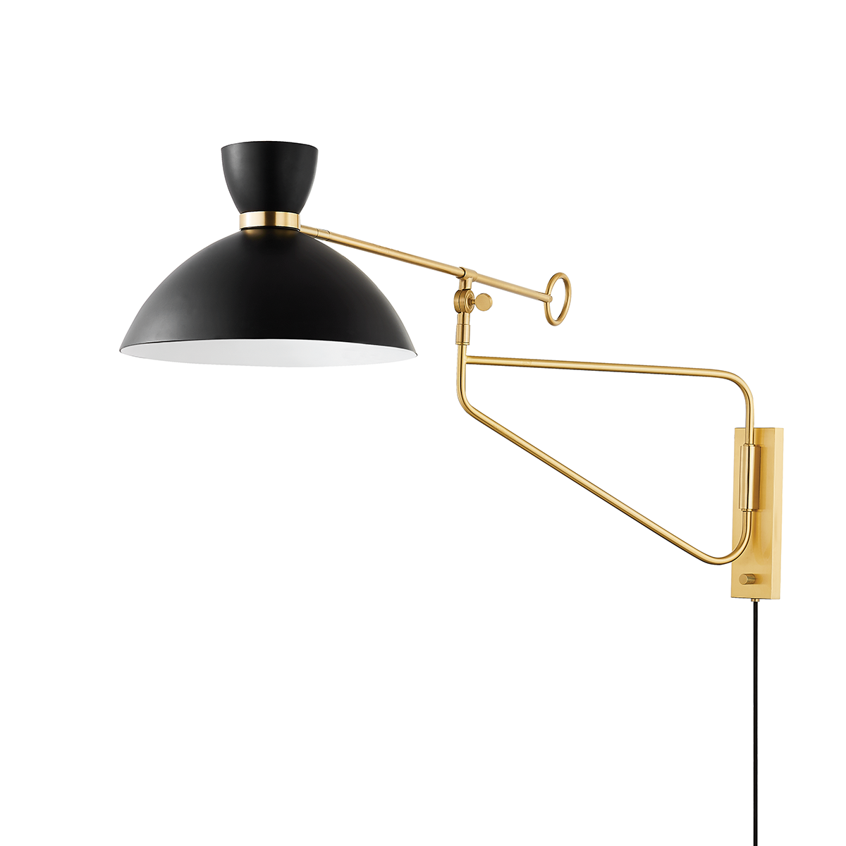 Cranbrook Plug-In Sconce - Aged Brass/Soft Black by Hudson Valley Lighting