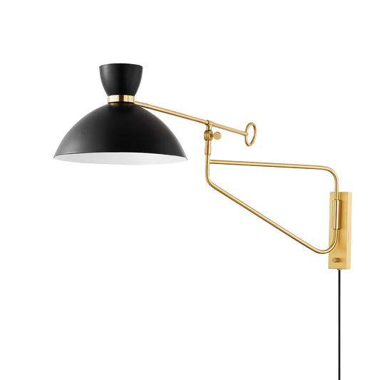 Cranbrook Plug-In Sconce - Aged Brass/Soft Black by Hudson Valley Lighting