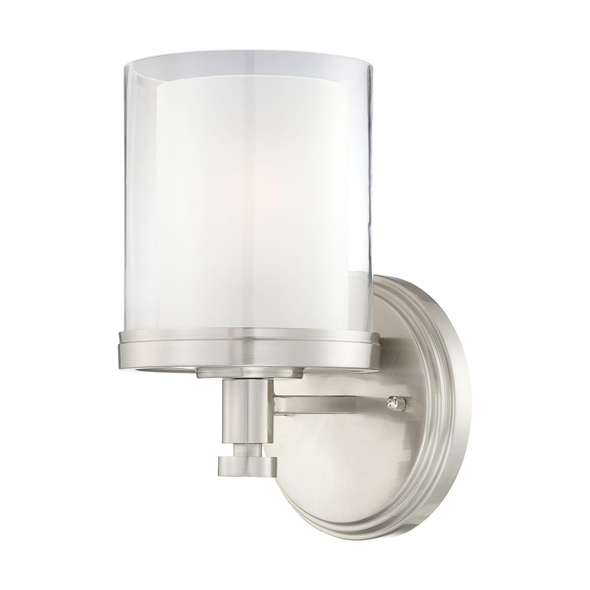Decker - 1 Light Vanity with Clear & Frosted Glass - Brushed Nickel Finish - Satco 60-4641
