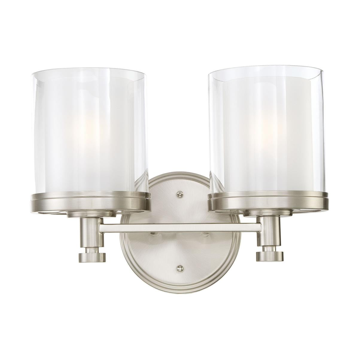 Decker - 2 Light Vanity with Clear & Frosted Glass - Brushed Nickel Finish - Satco 60-4642