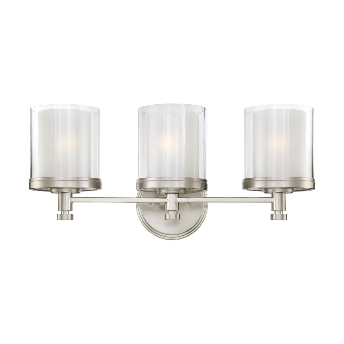 Decker - 3 Light Vanity with Clear & Frosted Glass - Brushed Nickel Finish - Satco 60-4643