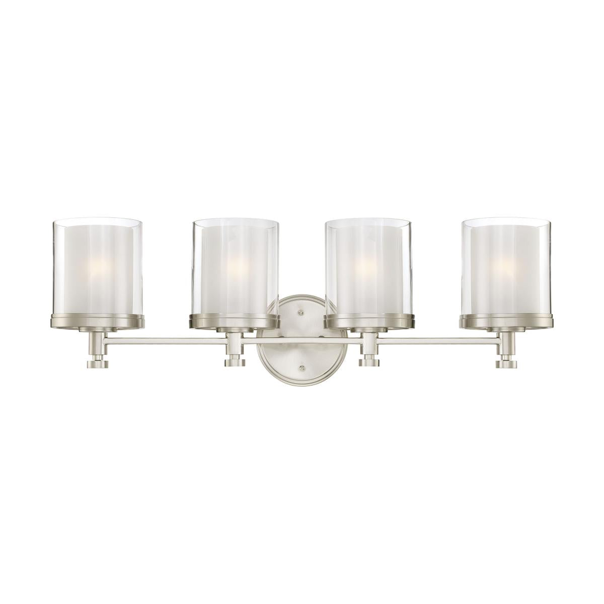Decker - 4 Light Vanity with Clear & Frosted Glass - Brushed Nickel Finish - Satco 60-4644