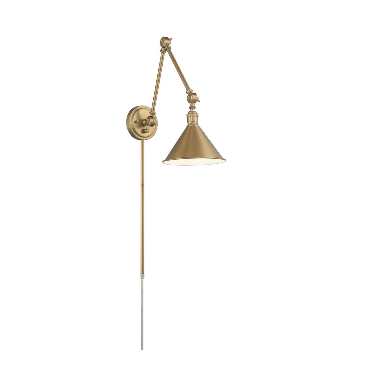 Delancey Swing Arm Lamp - Burnished Brass with Switch - Satco 60-7361