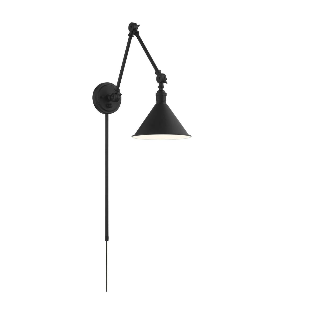 Delancey Swing Arm Lamp - Matte Black with Switch - Satco 60-7363
