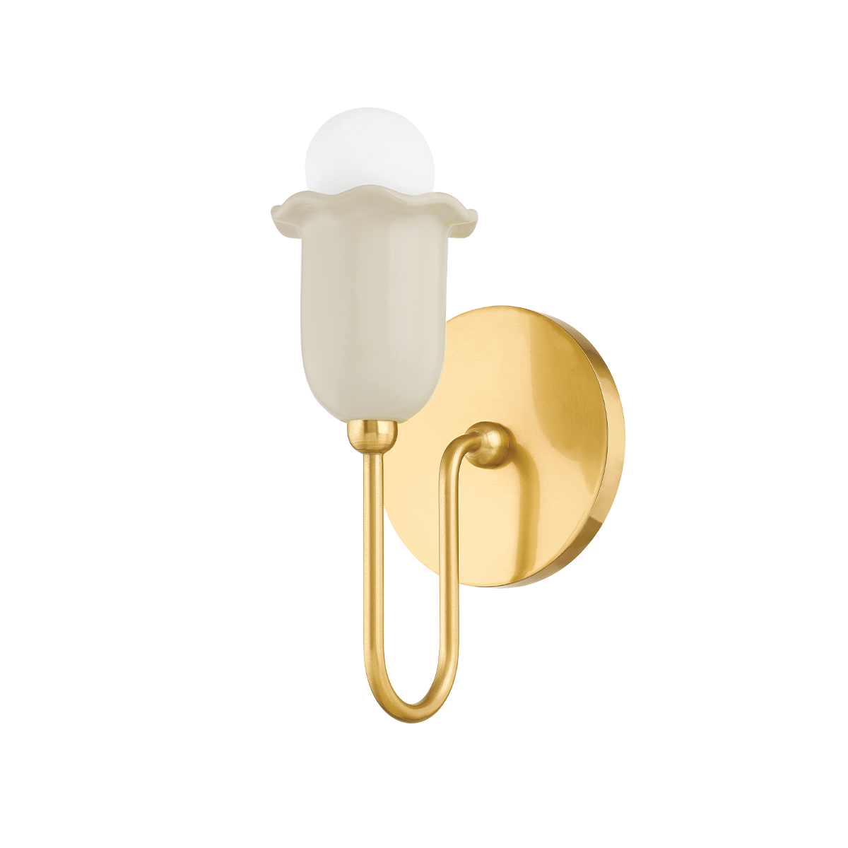 Delilah Wall Sconce - 1-Light - Aged Brass/Ceramic Antique Ivory - Mitzi H732101-AGB/CAI