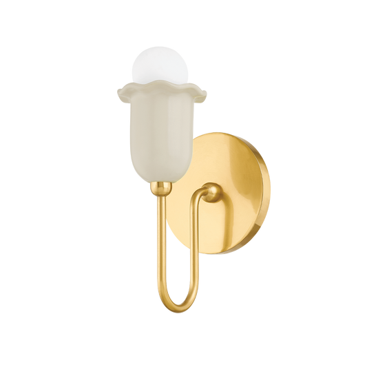 Delilah Wall Sconce - 1-Light - Aged Brass/Ceramic Antique Ivory - Mitzi H732101-AGB/CAI