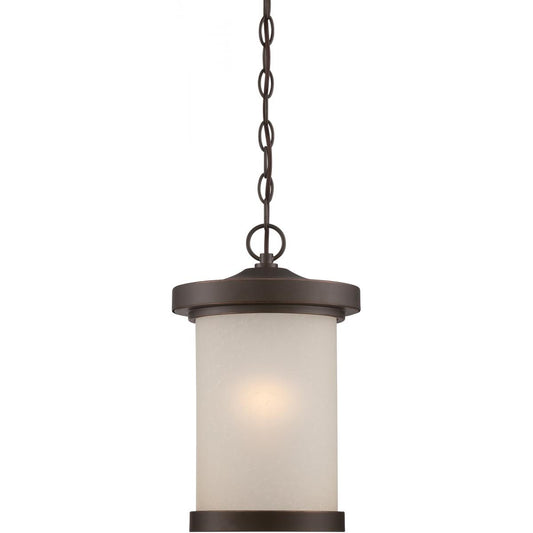 Diego - LED Hanging Lantern with Satin Amber Glass - Mahogany Bronze Finish - Satco 62-645
