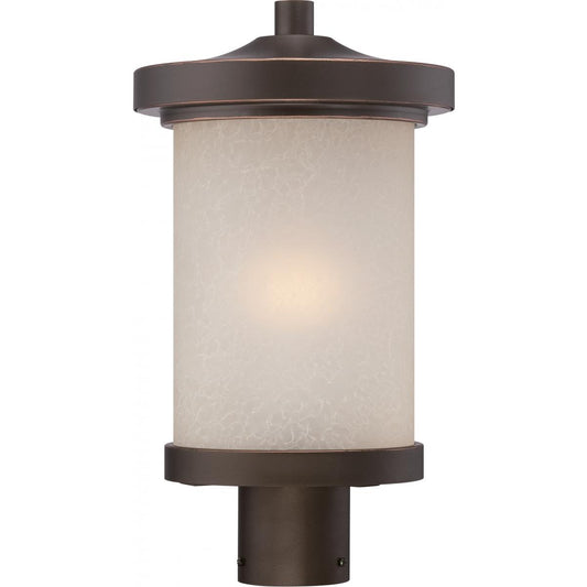 Diego - LED Post Lantern with Satin Amber Glass - Mahogany Bronze Finish - Satco 62-644