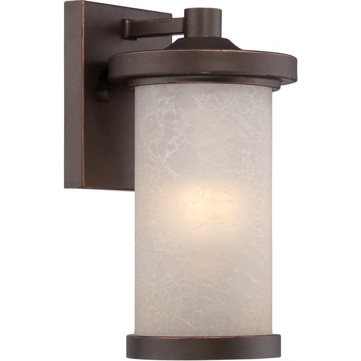 Diego - LED Small Wall Lantern with Satin Amber Glass - Mahogany Bronze Finish - Satco 62-641
