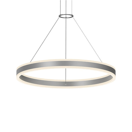 Double Corona 32" Ring Pendant - Bright Satin Aluminum by SONNEMAN