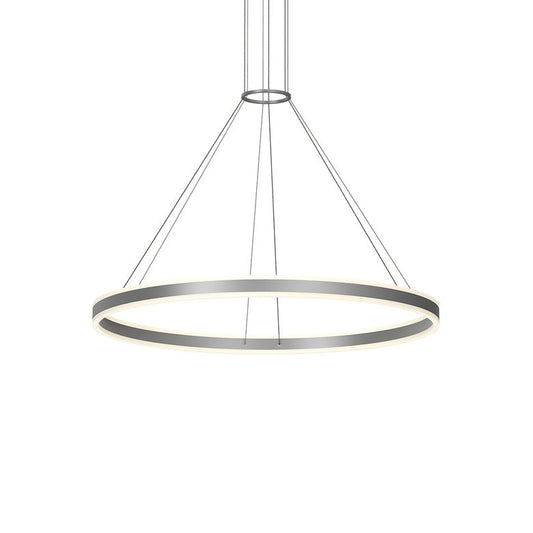 Double Corona 48" Ring Pendant - Bright Satin Aluminum by SONNEMAN