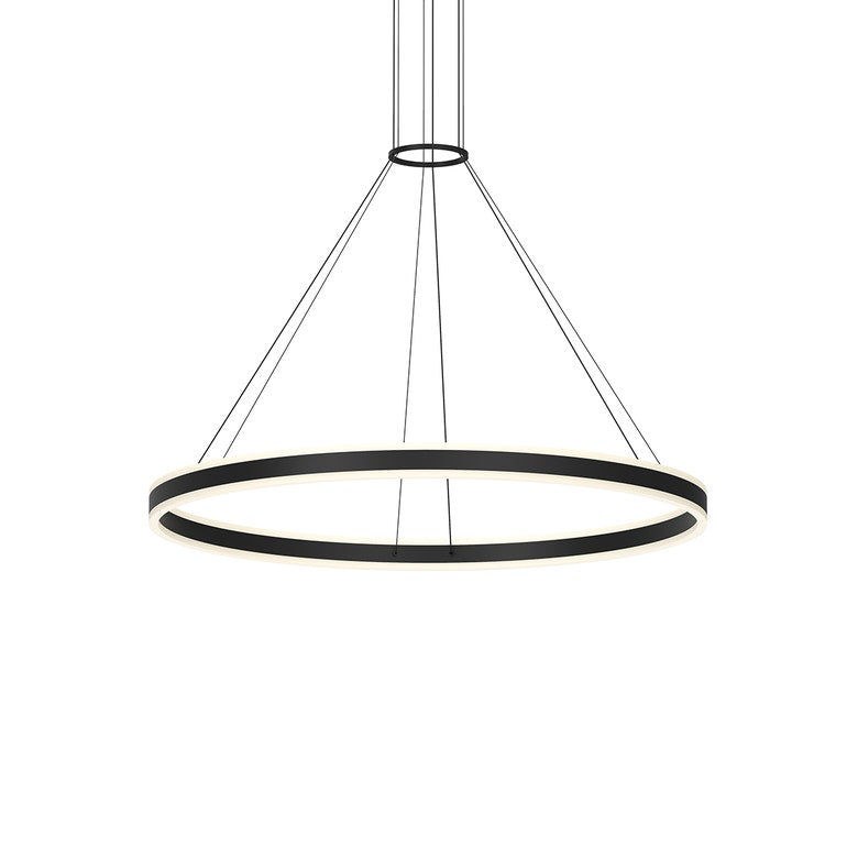 Double Corona 48" Ring Pendant - Satin Black by SONNEMAN