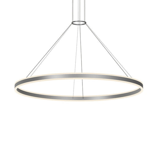 Double Corona 60" Ring Pendant - Bright Satin Aluminum by SONNEMAN