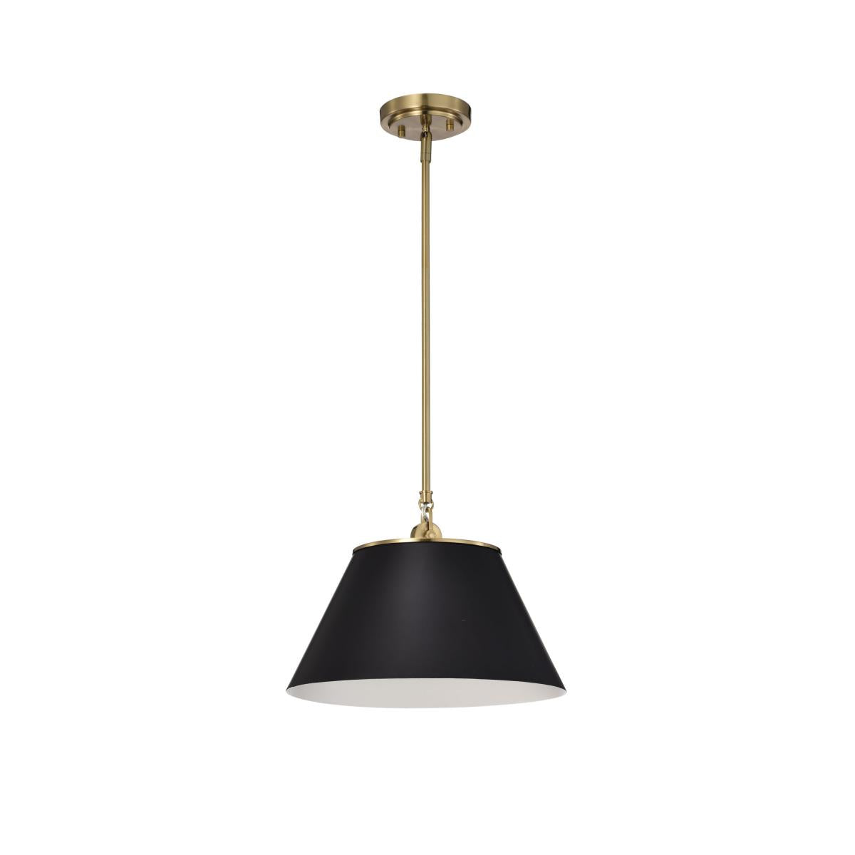 Dover - 1 Light - Medium Pendant - Black with Vintage Brass - Satco 60-7411