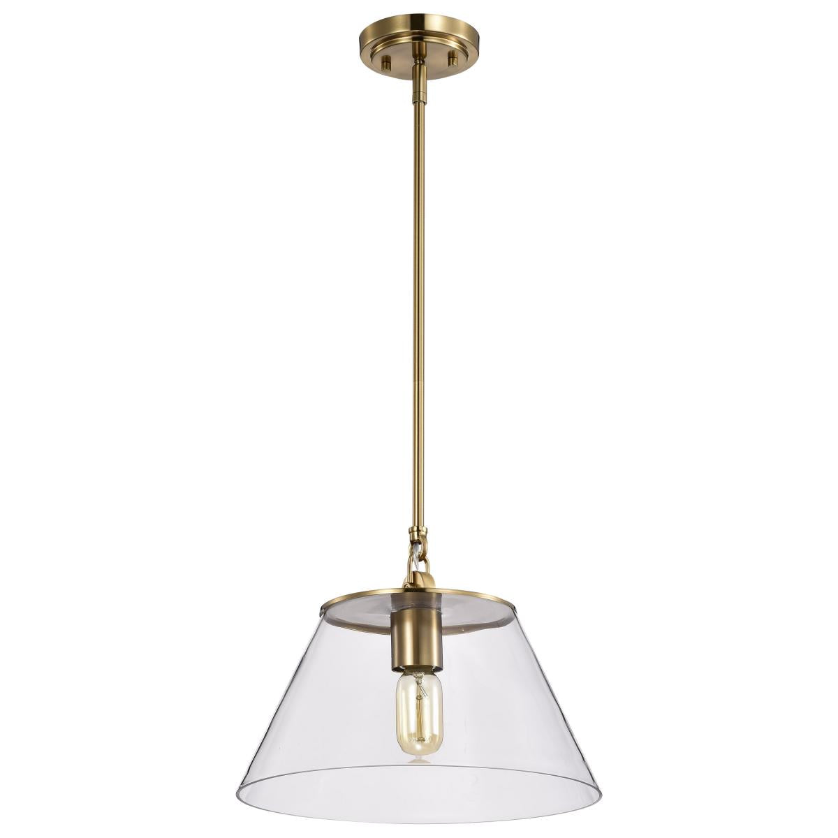 Dover - 1 Light - Medium Pendant - Vintage Brass with Clear Glass - Satco 60-7413
