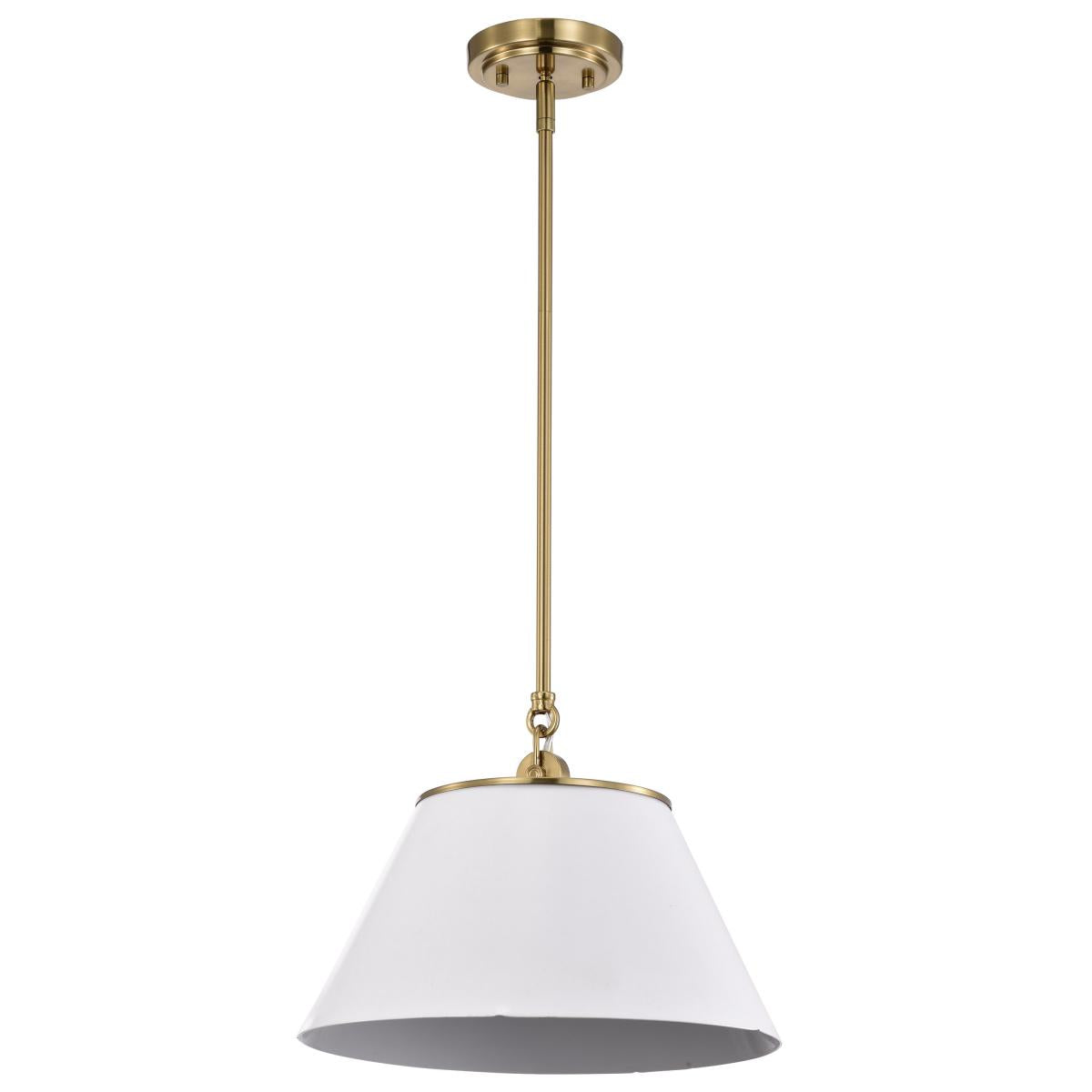 Dover - 1 Light - Medium Pendant - White with Vintage Brass - Satco 60-7412