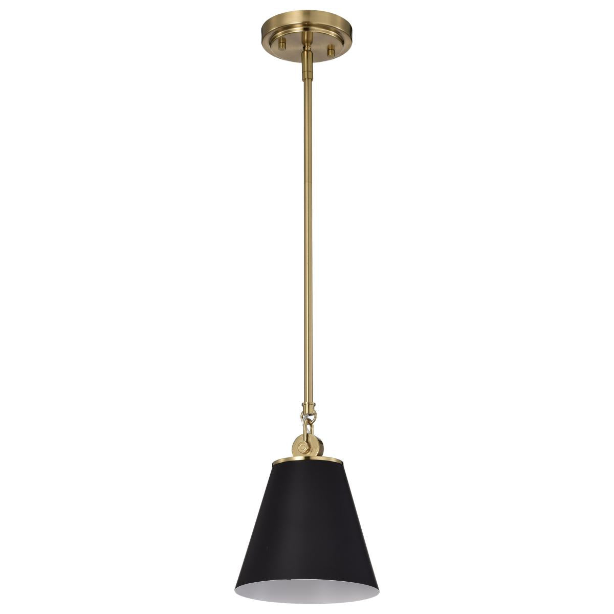 Dover - 1 Light - Small Pendant - Black with Vintage Brass - Satco 60-7408