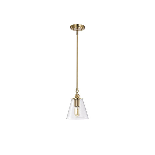 Dover - 1 Light - Small Pendant - Vintage Brass with Clear Glass - Satco 60-7410