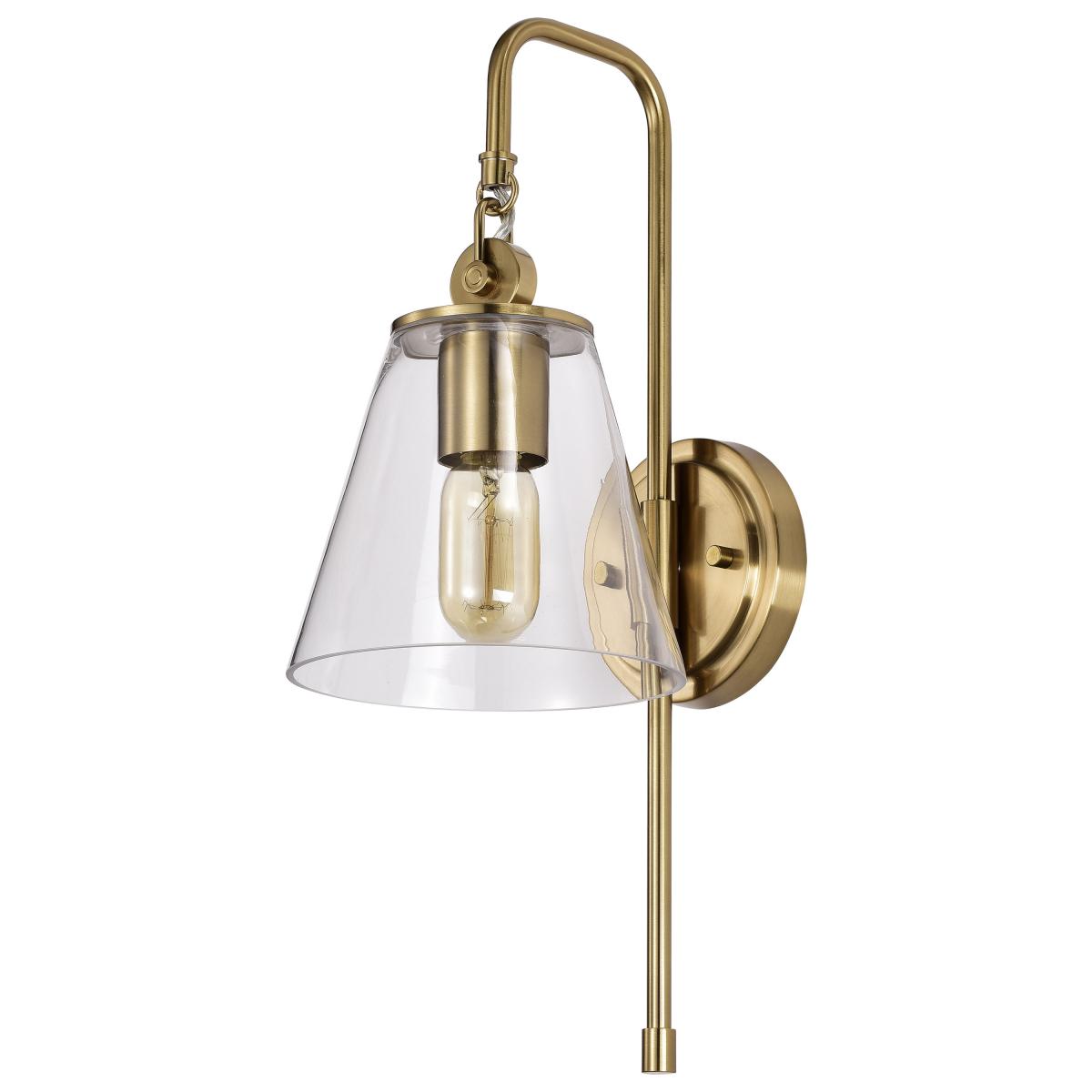 Dover - 1 Light - Wall Sconce - Vintage Brass with Clear Glass - Satco 60-7449