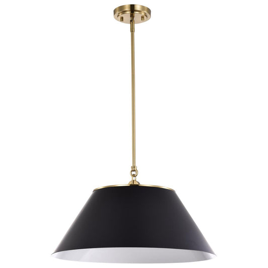 Dover - 3 Light - Large Pendant - Black with Vintage Brass - Satco 60-7414